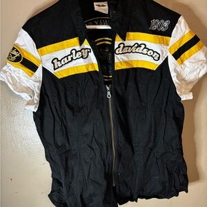 Harley-Davidson Black and Yellow Racing top